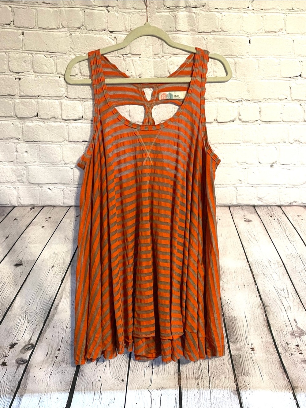 Free People Beach Striped Oversized Hippie Boho Swing Tank Top No Size